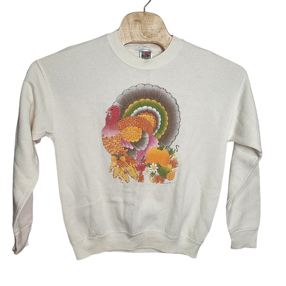 Vintage Thanksgiving Fall Autumn turkey Crewneck Sweatshirt Medium M